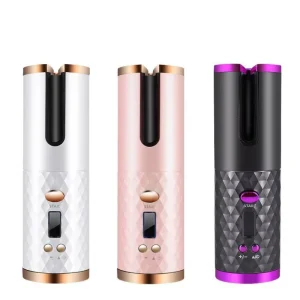 Portable Wireless Cordless Hair Curler with LED Temperature Display Electric Rotating Ceramic Roller Heater