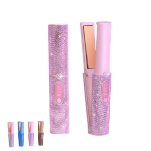 Portable Wireless Rechargeable Professional Cordless Hair Straightener Curler Bling Flat Iron