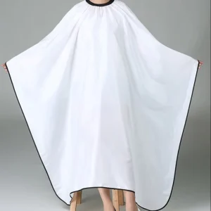Printing Logo Water Resistant Polyester White Hairdressing Cape with Clip Closure