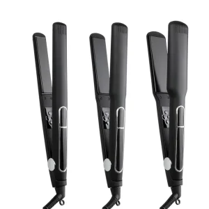 Private Label 1″ Black Titanium Flat Iron Hair Straightener with Keratin Treatment 500°F Professional Grade