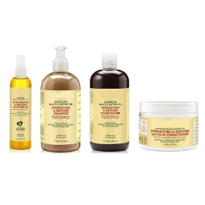 Private Label 100% Natural Jamaican Black Castor Oil Hair Care Mask Serum Oil Shampoo and Deep Conditioner Set for Oily Hair