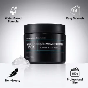 Private Label 150g 360 Wave Pomade for Men Water Based Medium Hold High Shine Hair Styling Wax Wave Grease for Natural Waves