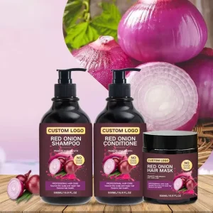 Private Label Anit Hair Loss Strengthens Oil Control Growth Hair Red Onion Regrowth Hair Care Shampoo and Conditioner Set