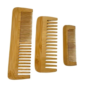 Private Label Anti static Natural Handmade Bamboo Wood Wide Tooth Comb Scalp Massage Curly Hair Comb for Home Use
