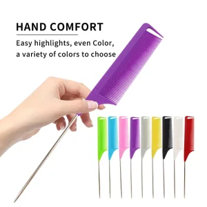 Private Label Antistatic Heat Resistant Plastic Salon Hair Rat Tail Parting Comb Pin Pointed Tail Hair Cutting