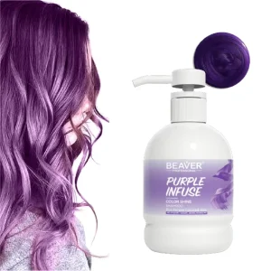 Private Label Argan Oil Long Lasting Natural Hair Dye Purple Color Black Hair Color Shampoo for Women