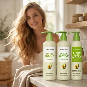 Private Label Avocado Oil Hair Care Set Shampoo and Conditioner OEM ODM Nourishing Deep Hydration Strengthening Anti-Breakage Bulk