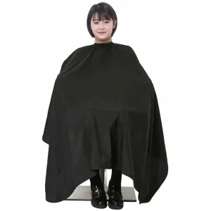 Private Label Barber Cape Water Proof Hair Cutting Cape Black Polyester Hairdressing Cape