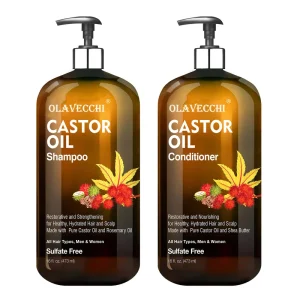 Private Label Castor Oil Shampoo and Conditioner Set Restorative Nourishing Strengthening Sulfate Free Daily Shampoo for Men and Women