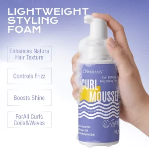 Private Label Coconut Argan Oil Curl Mousse Eco Friendly All Natural Long Lasting Hold Hydrating Styling Foam for Curly Hair