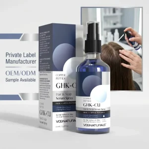 Private Label GHK Cu Copper Peptide Hair Serum Scalp Serum Spray Fast Absorbing Hair Softness Shine Moisturizer for Hair