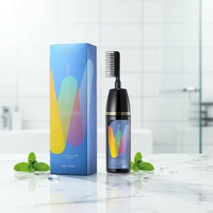 Private Label Guangzhou Factory OEM Brown Organic Instant Natural Permanent Herbal Black Hair Dye Shampoo with Comb