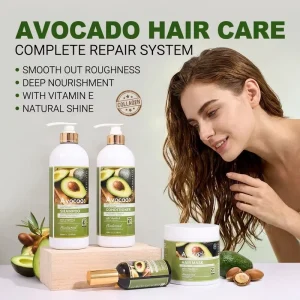 Private Label Hair Care Set Nourishing Natural Moisturizing Organic Avocado Oil Shampoo and Conditioner Hair Mask Set