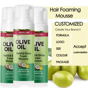 Private Label Hair Mousse Styling Foam Olive Oil Mousse Shiny Non Flaking Foam Hair Curl Mousse for Women