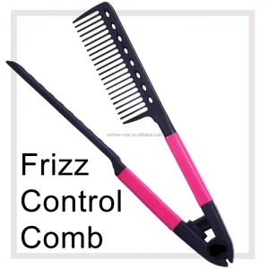 Private Label Heat Resistance Salon Styling Comb Straightening Comb for Hair Flat Iron Comb Hair Smooth Massage Brush Carbon