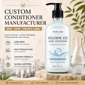 Private Label Hyaluronic Acid Hair Conditioner Deep Hydration Smooth Treatment for Dry Dehydrated Hair Care Cream OEM