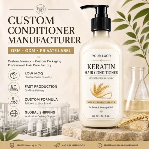 Private Label Hydrolyzed Keratin Hair Conditioner Repairing Strengthening Smooth Treatment for Weak Damaged Hair Care OEM