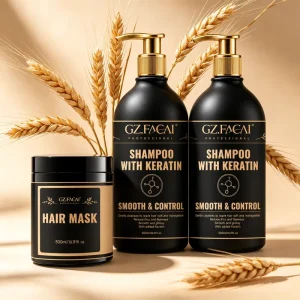 Private Label Keratin Hair Care Set Smoothing Hair Mask Frizz Control Glossy Hair Shampoo and Conditioner Kit