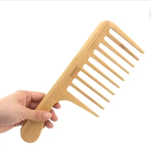 Private Label Large Size Bamboo Wooden Wide Tooth Comb Bamboo Wood Hair Comb