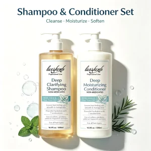 Private Label Mint Tea Tree Oil Hair Care Set Deep Clarifying Shampoo and Deep Moisturizing Conditioner Non Greasy Summer Set