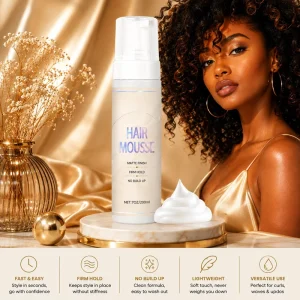 Private Label Natural Alcohol Free Vegan Sulfate Free Herbal Curly Foaming Curlers Moose Holding Flyaway Wrap Hair Mousse Foam