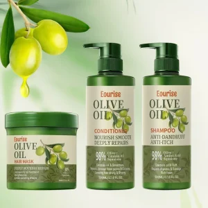 Private Label Olive Oil Anti Dandruff Nourishing Shampoo Conditioner Cream Hair Care Set 500ml Moisturizing Oil Control Natural