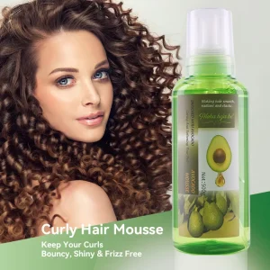 Private Label Organic 500Ml Avocado Hair Foam Mousse Nourishing Fast Drying Mousse For Curly Hair