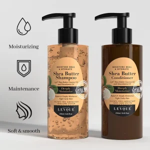 Private Label Refreshing Hair Color Treated Curly Hair Moisturizing Fortifying Shea Butter Shampoo and Conditioner Set