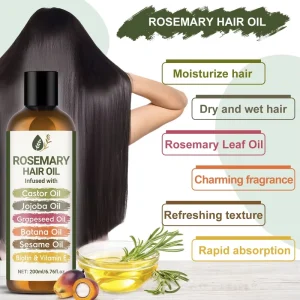 Private Label Rosemary Hair Growth Oil 200ml Anti Hair Loss Scalp Nourish Hair Care Oil for African Distributor