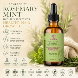 Private Label Rosemary Mint Hair Oil Hair Growth Treatment Scalp Strengthening Serum Deep Nourishing Botanical Formula OEM