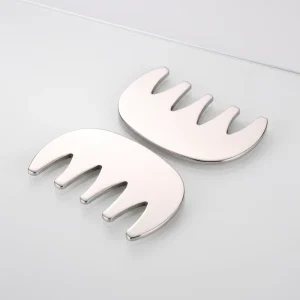 Private Label Scalp Massager Hair Comb Tools Holistic Wellness and Relaxation Metal Guasha Stainless Steel Gua Sha