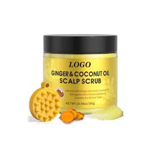 Private Label Strengthen Hair Roots Anti Dandruff Gentle Hair Treatment Ginger Extract Coconut Oil Hair Scalp Scrub