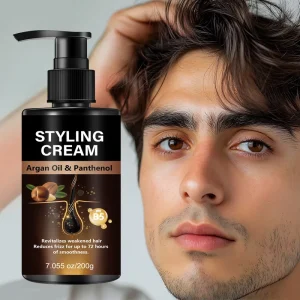 Private Label Styling Cream with Argan Oil Revitalizes Weakened Hair Reduces Frizz for up to 72 Hours Smoothness for Curl Hair