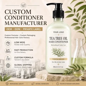 Private Label Tea Tree Oil Hair Conditioner Refreshing Scalp Care Treatment for Oily Itchy Hair Purifying Cream OEM