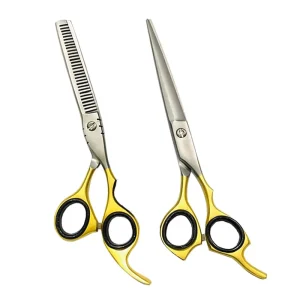 Pro Barber Scissors Set Hair Cutting Shear Professional Japanese Stainless Steel Razor & Thinning for Saloon