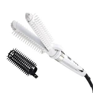 Professional 2 in 1 Hair Straightening Brush and Curler Multi functional Hair Styling Comb Bulk Private Label OEM