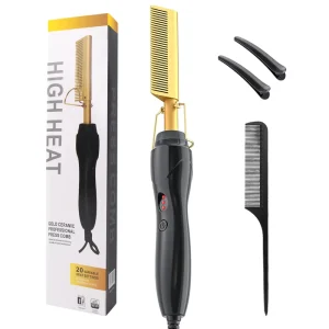 Professional 2 in 1 Hot Heating Straightener Iron Brush Hair Curler Straightening Electric Hot Comb