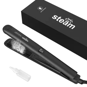 Professional 2 in 1 Steam Flat Iron & Straightener LCD Display Electric with Fast Steamer Pod Plus Vapor Iron Hair Straightening