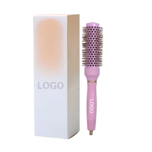 Professional 28x6cm Hair Roller Brush with ABS Handle Aluminum Barrel Nylon Bristles for Blow Drying Voluminous Hair Styling