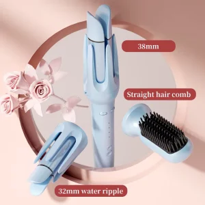 Professional 3 in 1 Automatic Rotating Wave Curling Electric Hair Iron Long Barrel Portable Automatic Hair Curlers for Home