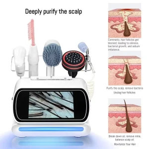 Professional 5 in 1 Hair Care Analyzer HD Scalp Detection Massage Regrowth Therapy with Touch Screen for Salon