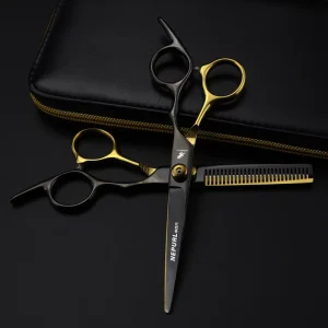 Professional 6 Inch Gold Hair Scissors Sharp Thinning Cutting Steel Handle Shears for Hairdressers