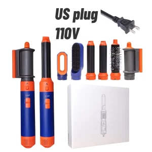 Professional 6 in 1 Ionic Multifunctional Hair Styler One Step Hair Straightener Curler Smoothing Nozzle Multistep Styling Tools