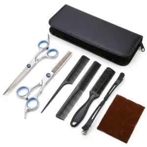 Professional 9pcs Hair Scissors Set Stainless Steel Cutting Thinning Shears with Comb Clips Pouch Salon Barber Tool Kit