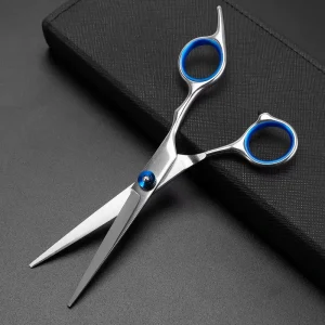 Professional Barber Hair Cutting Scissors Durable 4Cr13 Stainless Steel Japanese Beauty Sharp Thinning Silver Blue Right Handed