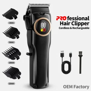 Professional Barbershop Cordless Rechargeable Ceramic Blades Tondeuse Cheveux for Men Commercial Hair Clipper
