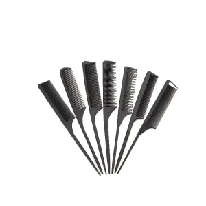 Professional Carbon Fiber Anti static Rat Tail Pin Straight Hair Comb