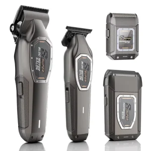 Professional Cordless Electric Barber Beard Trimmer Rechargeable Hair Cutting Machine Haircut Kit Foil Shaver for Home Hotel Use