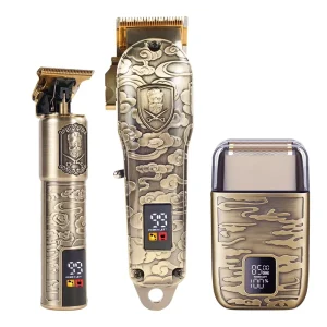 Professional Cordless Hair Clippers Set USB Power Source Stainless Steel Blade Safety Feature Waterproof for Household Use