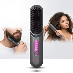 Professional Cordless Hair Straightener and Curling Comb with Quick Heating 5000mAh Battery and Negative Ion Hair Care